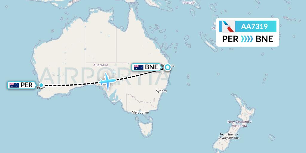 AA7319 American Airlines Flight Map: Perth to Brisbane