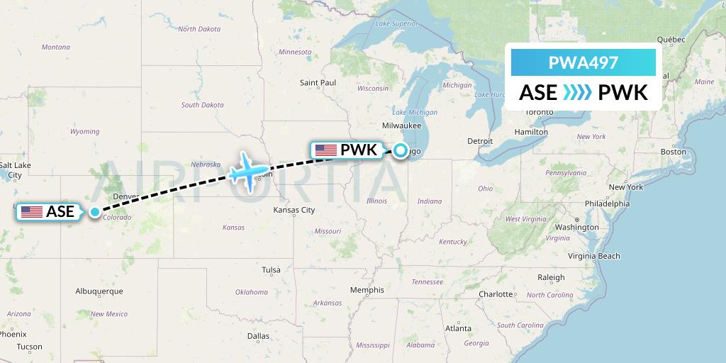 PWA497 Priester Aviation Flight Map: Aspen to Chicago