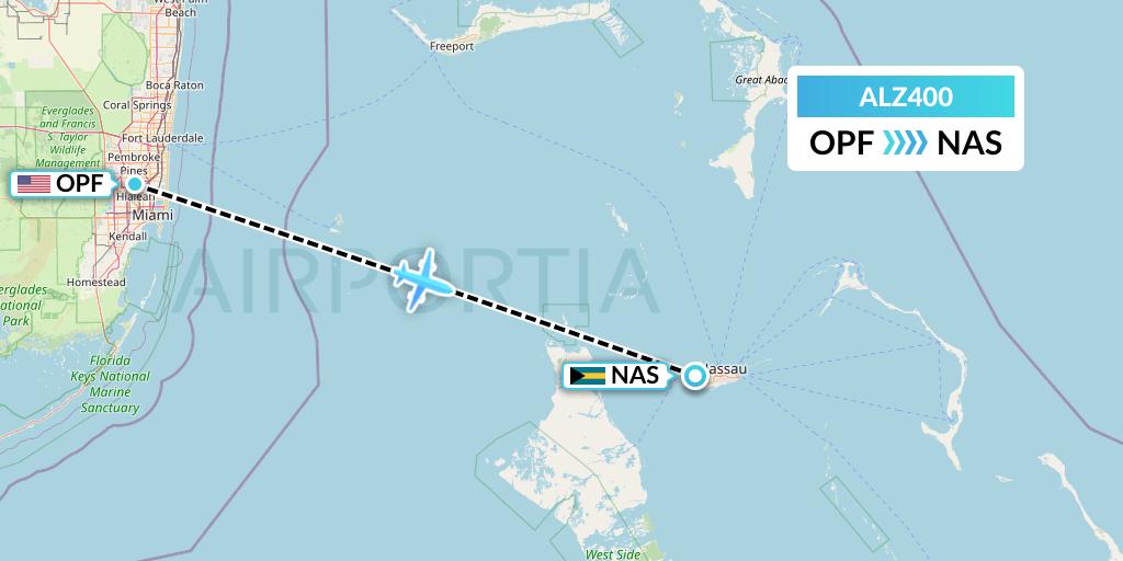ALZ400 Alta Flights Flight Map: Miami to Nassau