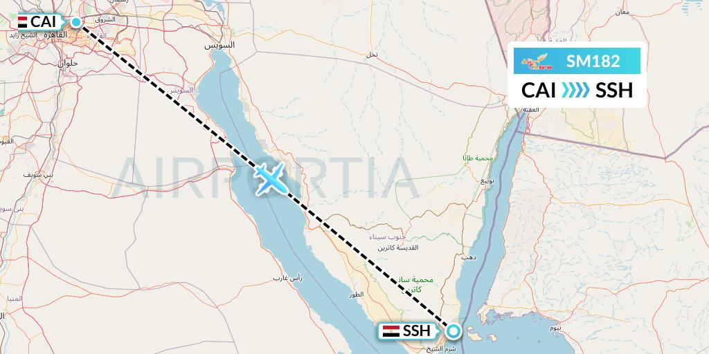 SM182 Air Cairo Flight Map: Cairo to Sharm el-Sheikh
