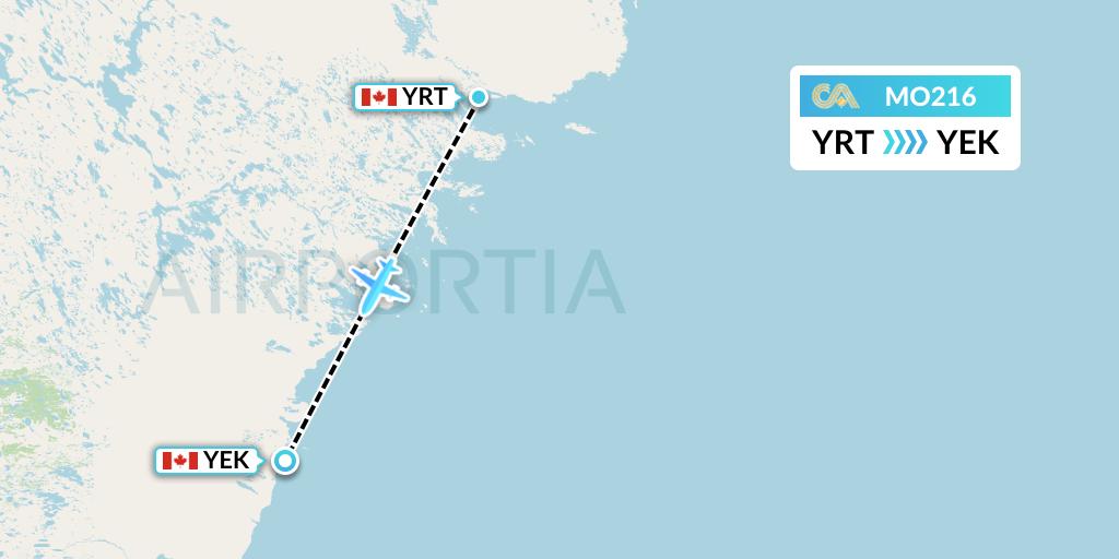 MO216 Calm Air Flight Map: Rankin Inlet to Arviat