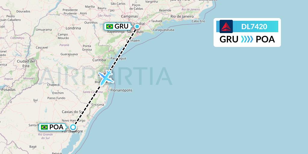 DL7420 Delta Air Lines Flight Map: Sao Paulo to Porto Alegre