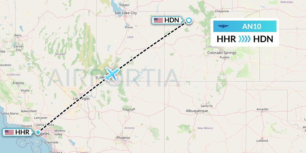 AN10 Advanced Air Flight Map: Hawthorne to Hayden
