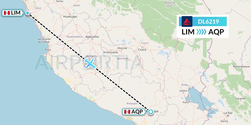 DL6219 Delta Air Lines Flight Map: Lima to Arequipa