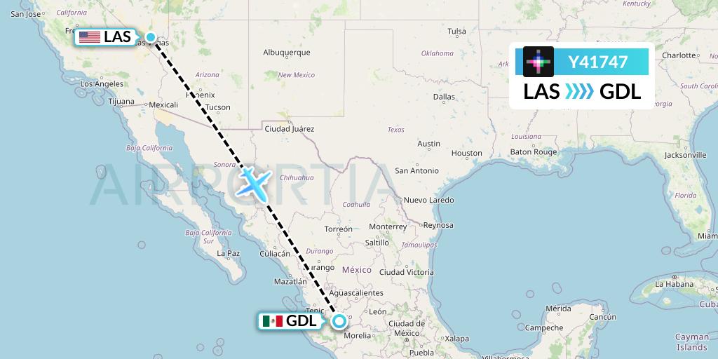 Y41747 Volaris Flight Map: Las Vegas to Guadalajara