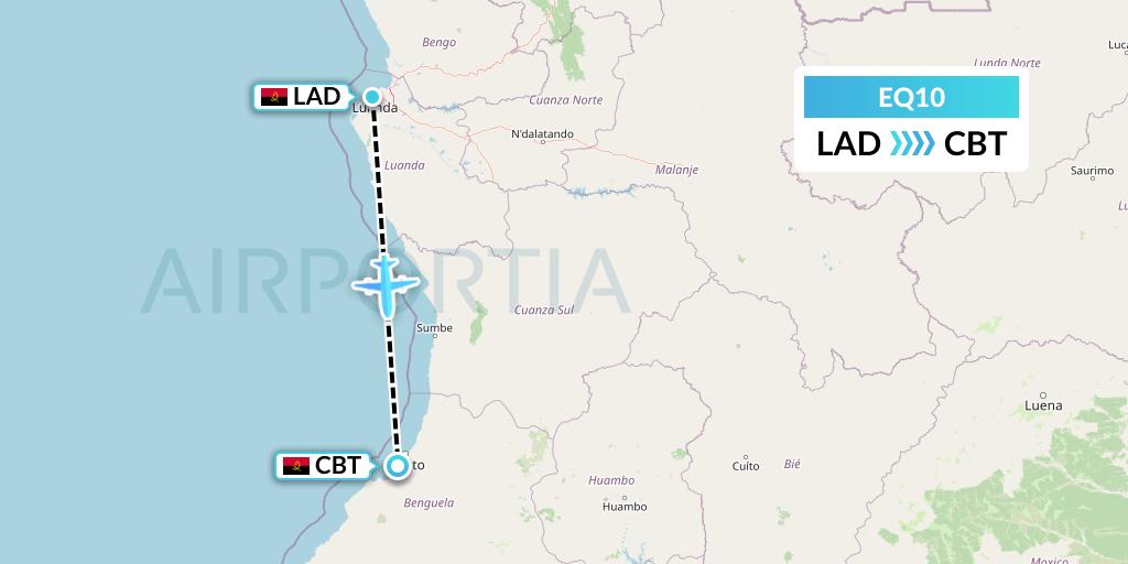 EQ10 Fly Angola Flight Map: Luanda to Catumbela
