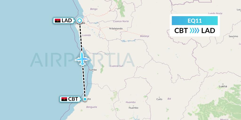 EQ11 Fly Angola Flight Map: Catumbela to Luanda
