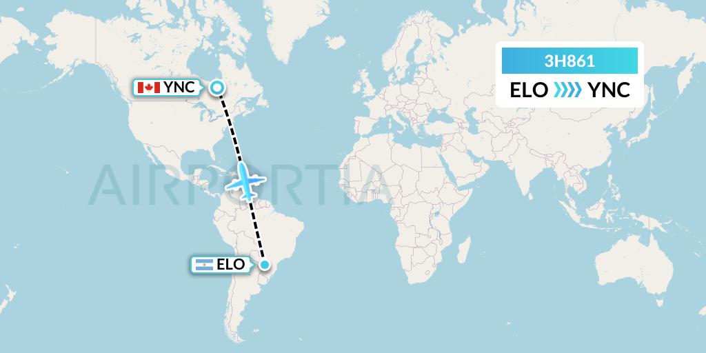 3H861 Air Inuit Flight Map: El Dorado to Wemindji