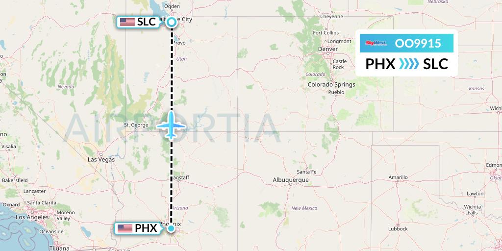 OO9915 SkyWest Airlines Flight Map: Phoenix to Salt Lake City
