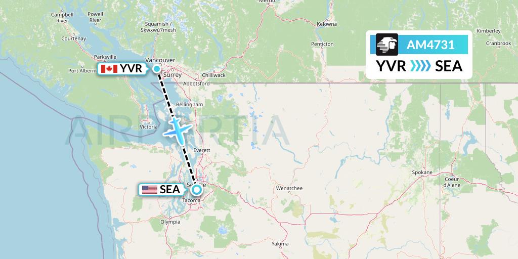 AM4731 Aeromexico Flight Map: Vancouver to Seattle