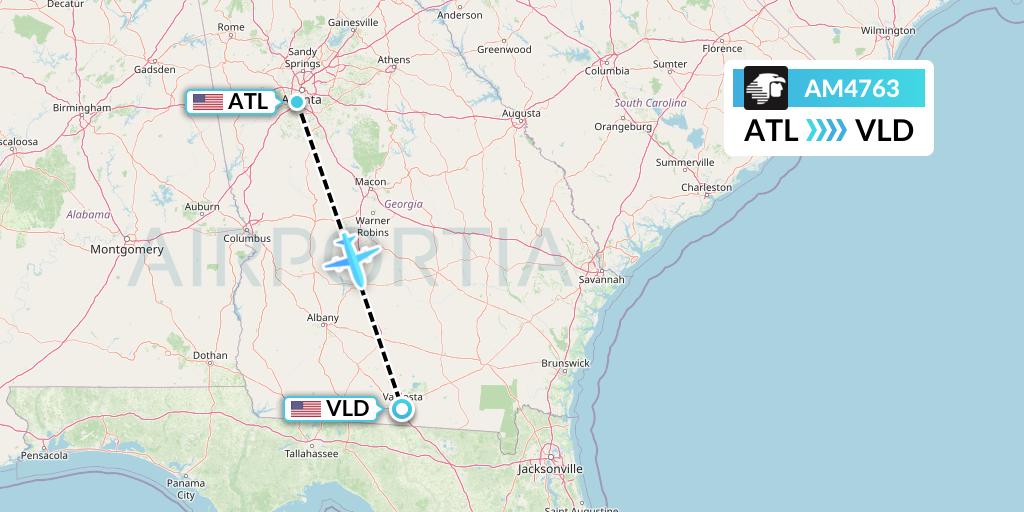 AM4763 Aeromexico Flight Map: Atlanta to Valdosta