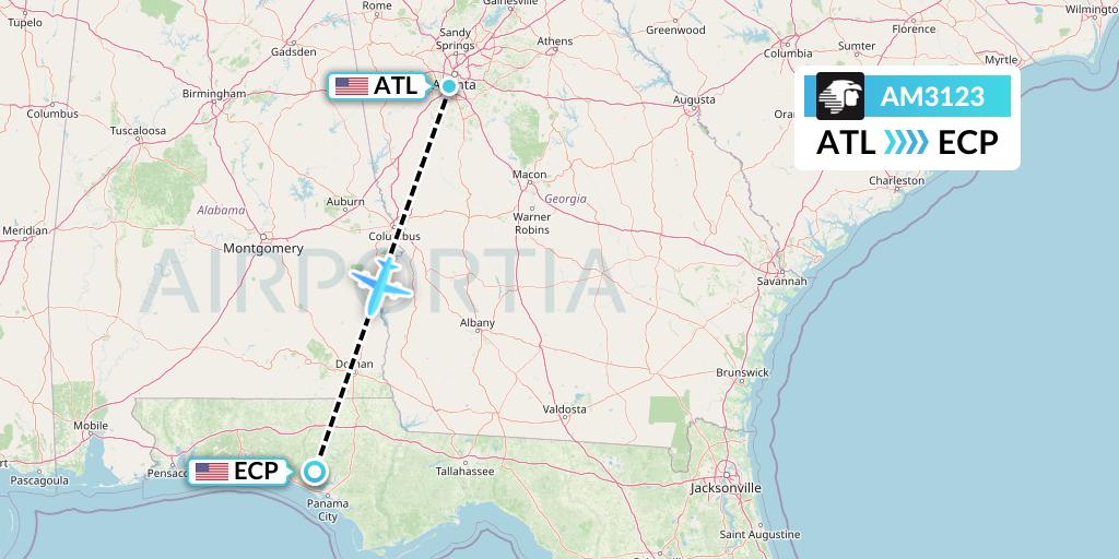 AM3123 Aeromexico Flight Map: Atlanta to Panama City