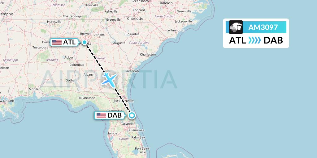 AM3097 Aeromexico Flight Map: Atlanta to Daytona Beach