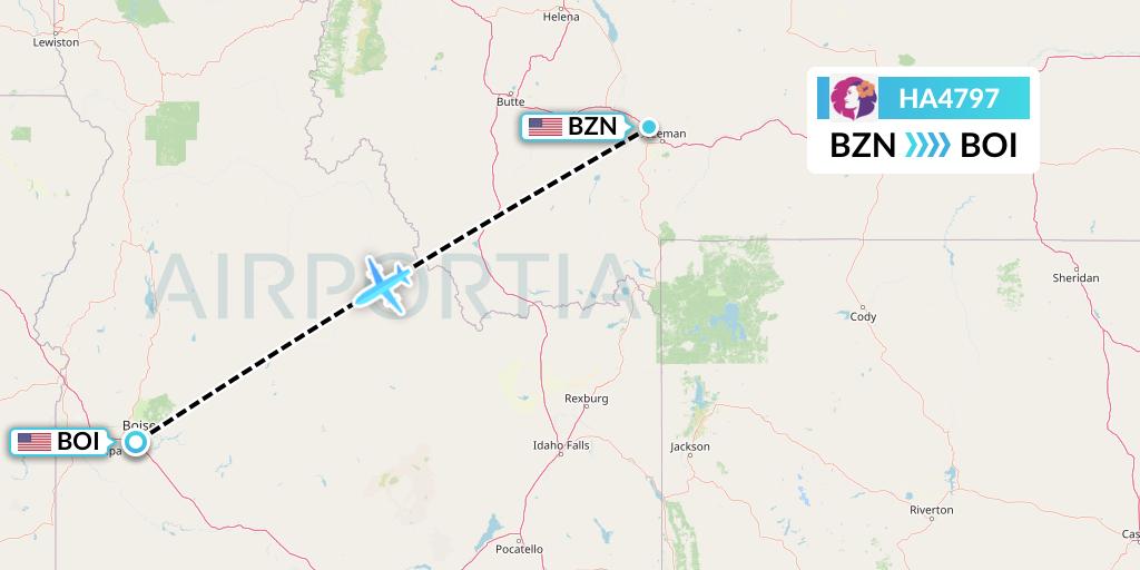 HA4797 Hawaiian Airlines Flight Map: Bozeman to Boise