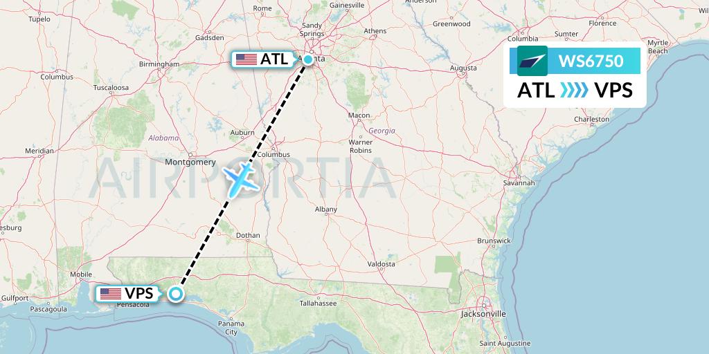 WS6750 WestJet Flight Map: Atlanta to Valparaiso