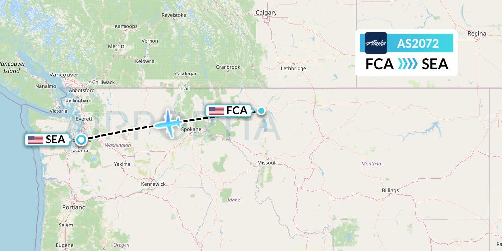AS2072 Alaska Airlines Flight Map: Kalispell to Seattle