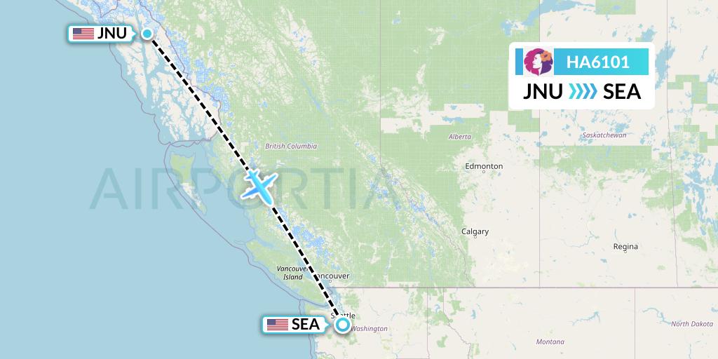 HA6101 Hawaiian Airlines Flight Map: Juneau to Seattle