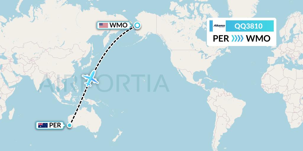 QQ3810 Alliance Airlines Flight Map: Perth to White Mountain