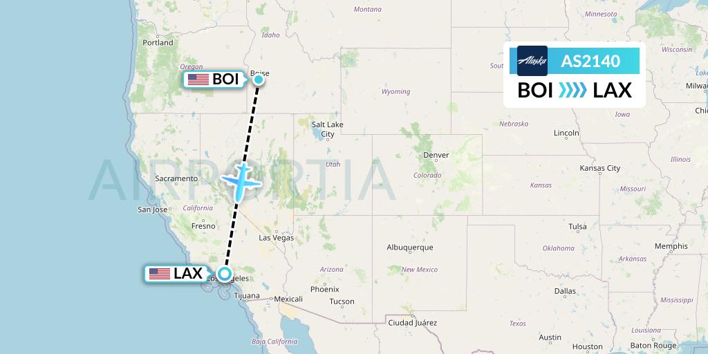 AS2140 Alaska Airlines Flight Map: Boise to Los Angeles