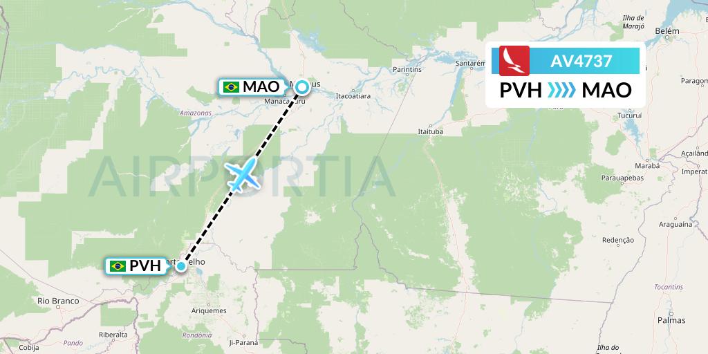 AV4737 Avianca Flight Map: Porto Velho to Manaus