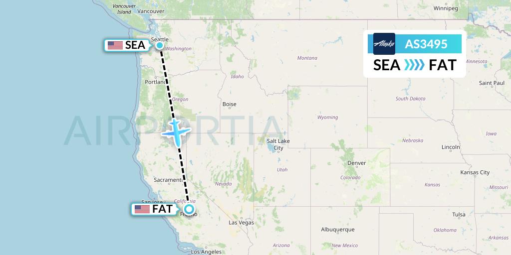 AS3495 Alaska Airlines Flight Map: Seattle to Fresno