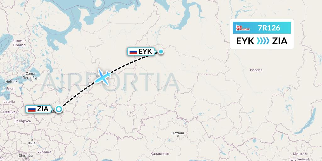 7R126 Rusline Flight Map: Beloyarsk to Moscow