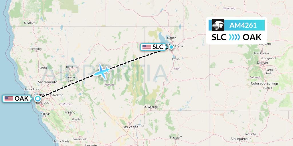AM4261 Aeromexico Flight Map: Salt Lake City to Oakland