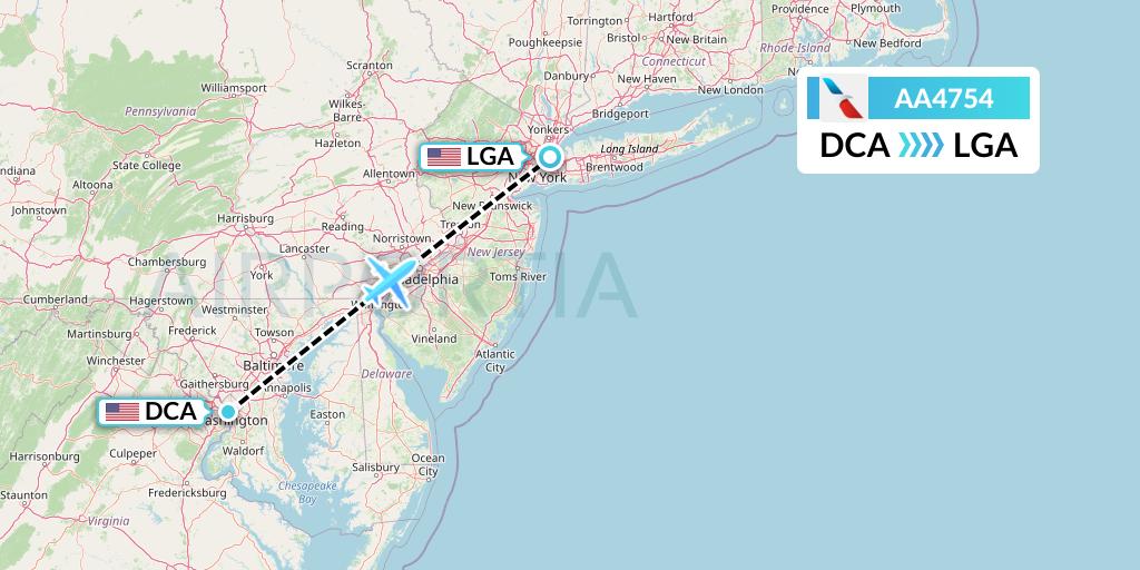 AA4754 American Airlines Flight Map: Washington to New York