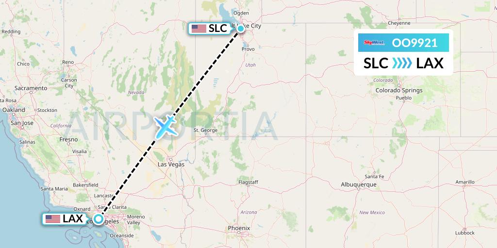 OO9921 SkyWest Airlines Flight Map: Salt Lake City to Los Angeles