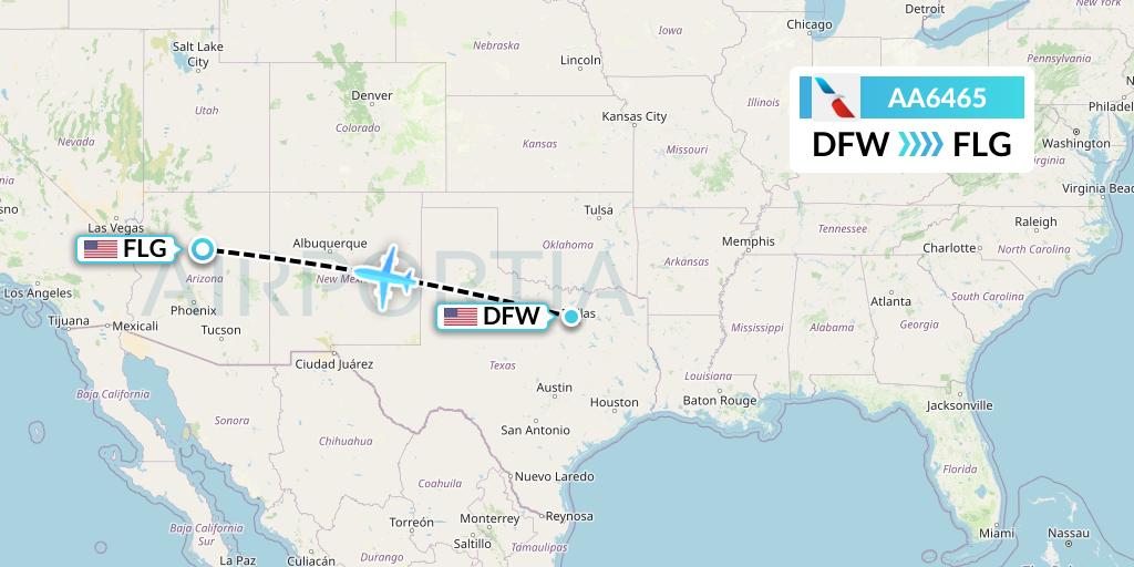 AA6465 American Airlines Flight Map: Dallas to Flagstaff