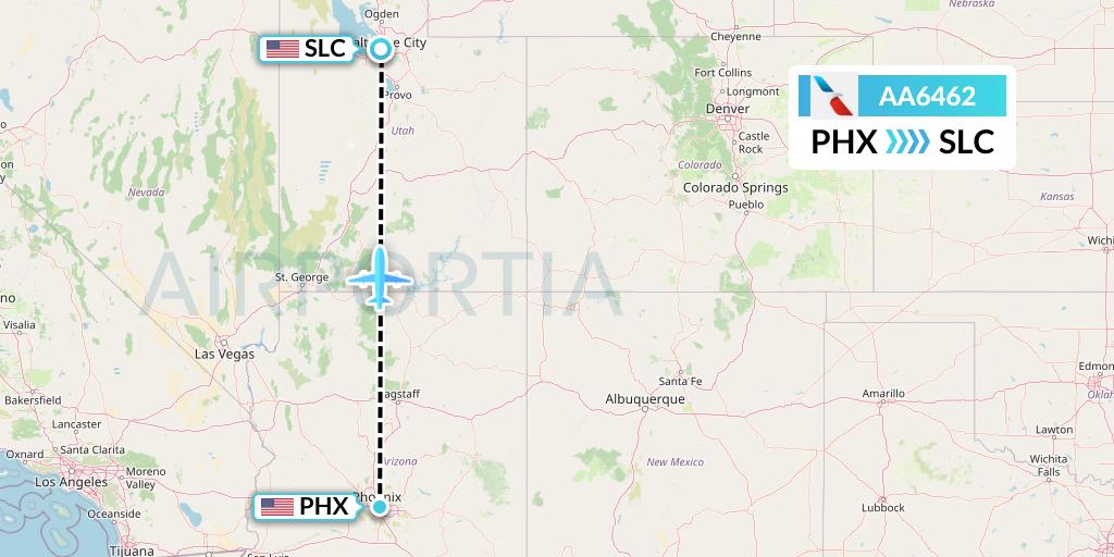 AA6462 American Airlines Flight Map: Phoenix to Salt Lake City