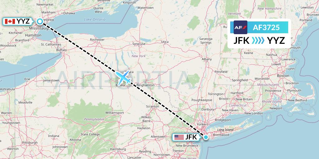AF3725 Air France Flight Map: New York to Toronto