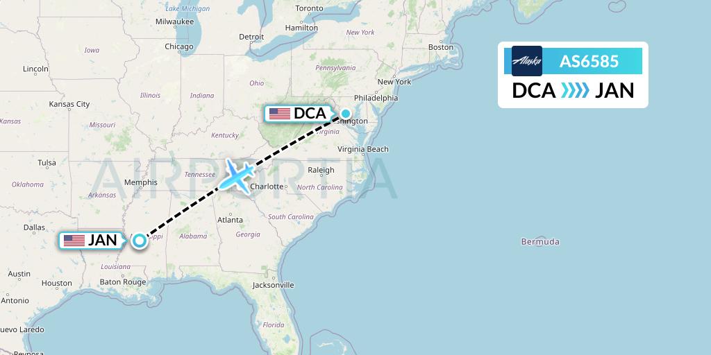 AS6585 Alaska Airlines Flight Map: Washington to Jackson