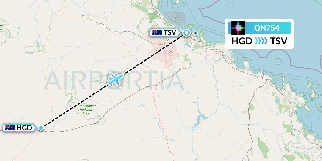 QN754 Skytrans Flight Map: Australia to Townsville