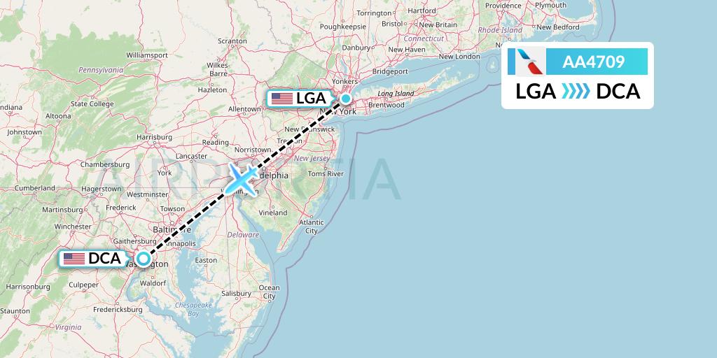 AA4709 American Airlines Flight Map: New York to Washington