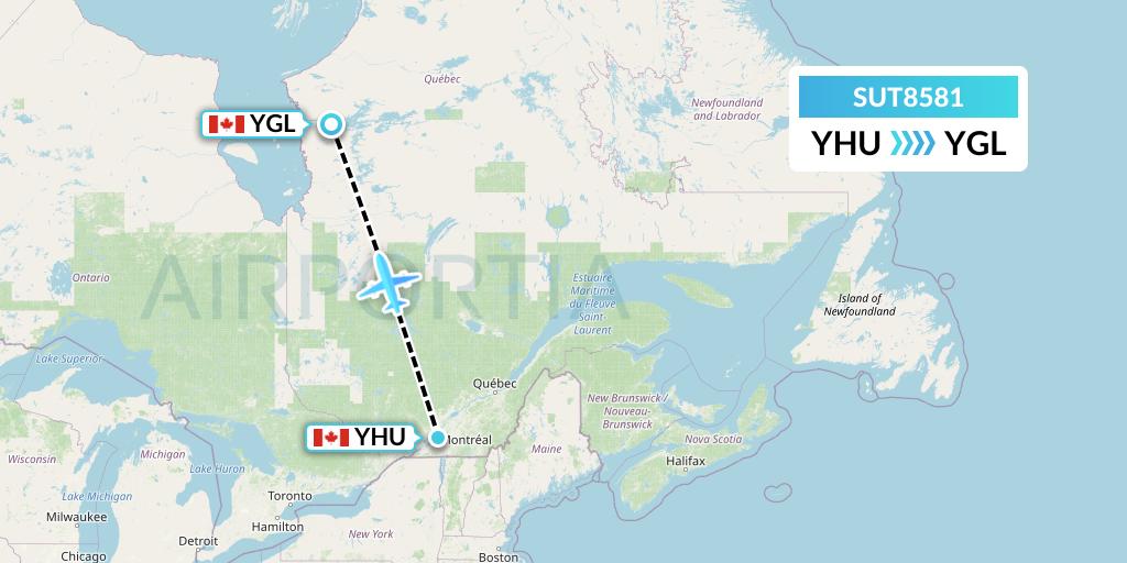 SUT8581 Summit Air Ltd. Flight Map: Montreal to La Grande Riviere