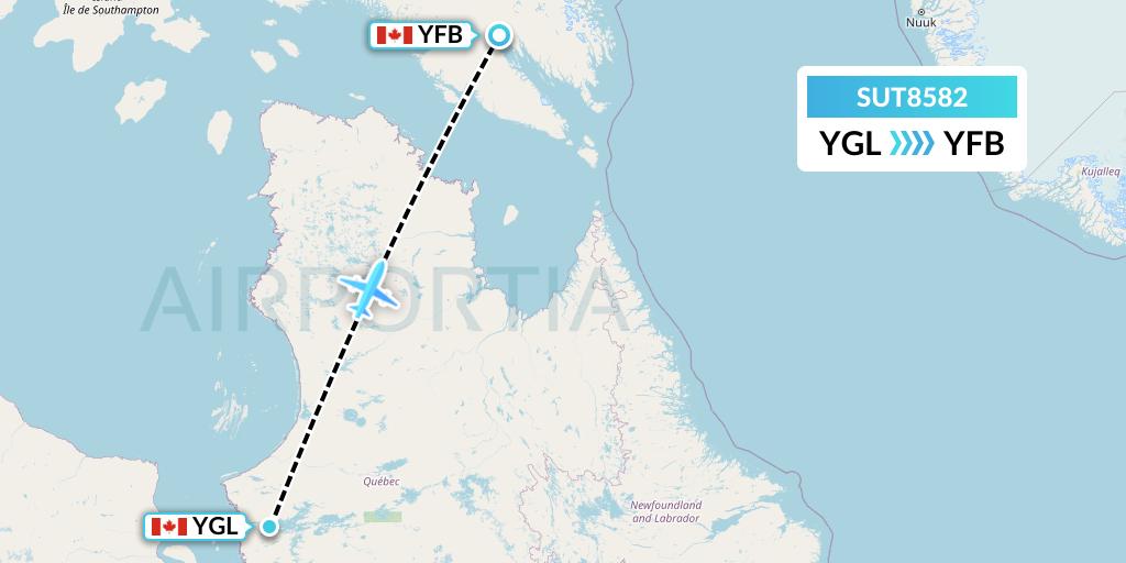SUT8582 Summit Air Ltd. Flight Map: La Grande Riviere to Iqaluit