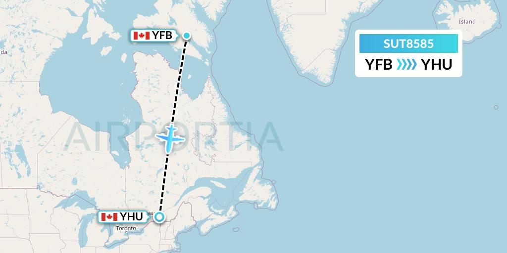 SUT8585 Summit Air Ltd. Flight Map: Iqaluit to Montreal