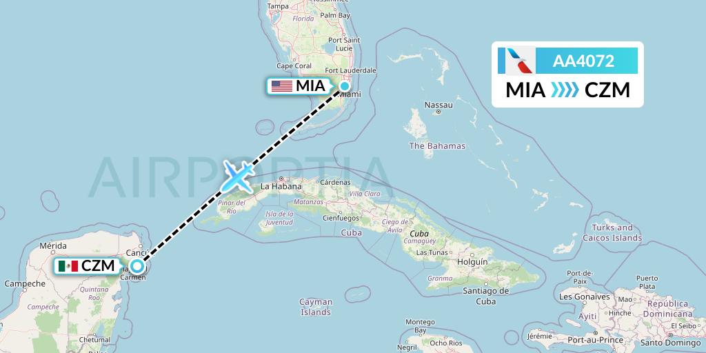 AA4072 American Airlines Flight Map: Miami to Cozumel