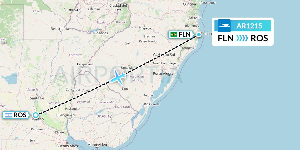 AR1215 Aerolineas Argentinas Flight Map: Florianopolis to Rosario