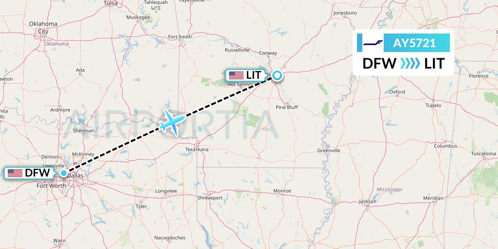 AY5721 Finnair Flight Map: Dallas to Little Rock