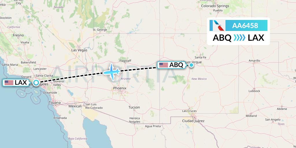 AA6458 American Airlines Flight Map: Albuquerque to Los Angeles
