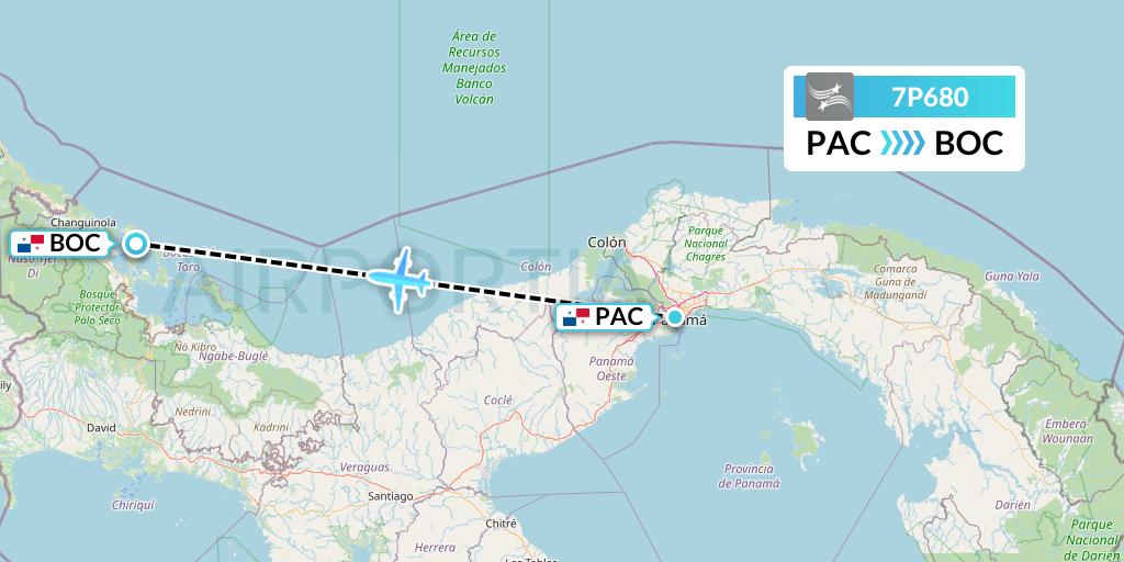 7P680 Air Panama Flight Map: Panama City to Isla Colon
