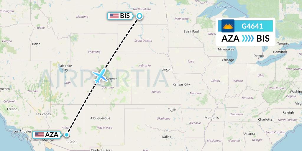 G4641 Allegiant Air Flight Map: Phoenix to Bismarck