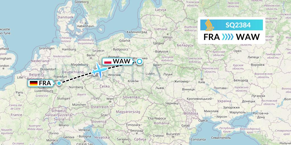 SQ2384 Singapore Airlines Flight Map: Frankfurt to Warsaw