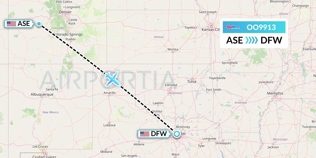OO9913 SkyWest Airlines Flight Map: Aspen to Dallas