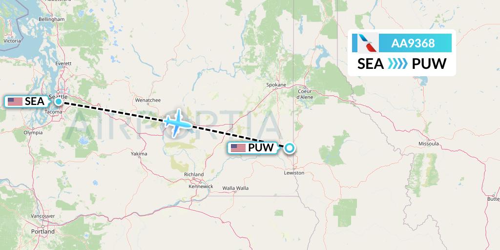 AA9368 American Airlines Flight Map: Seattle to Pullman