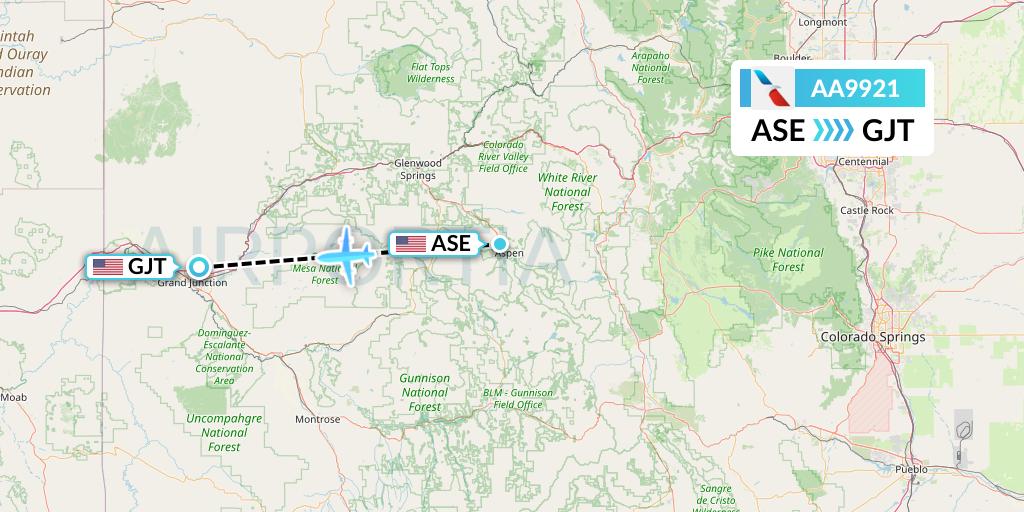 AA9921 American Airlines Flight Map: Aspen to Grand Junction