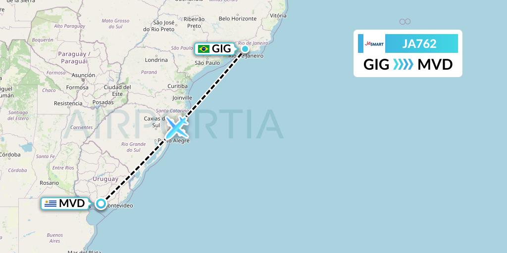 JA762 JetSMART Flight Map: Rio de Janeiro to Montevideo
