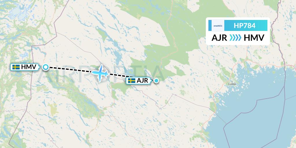 HP784 Amapola Flyg Flight Map: Arvidsjaur to Hemavan